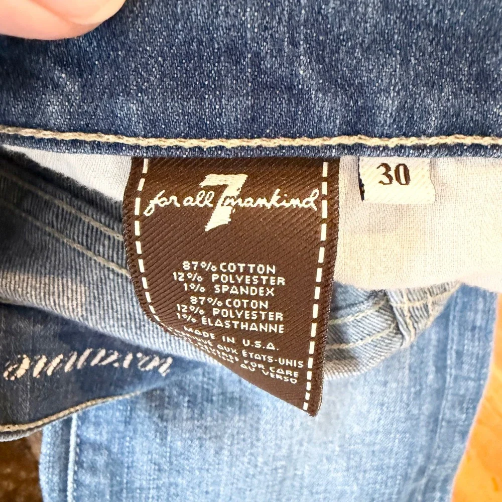 7 For All Mankind Roxanne Slim Straight Leg‎ Jeans Medium Wash Blue Size 30
